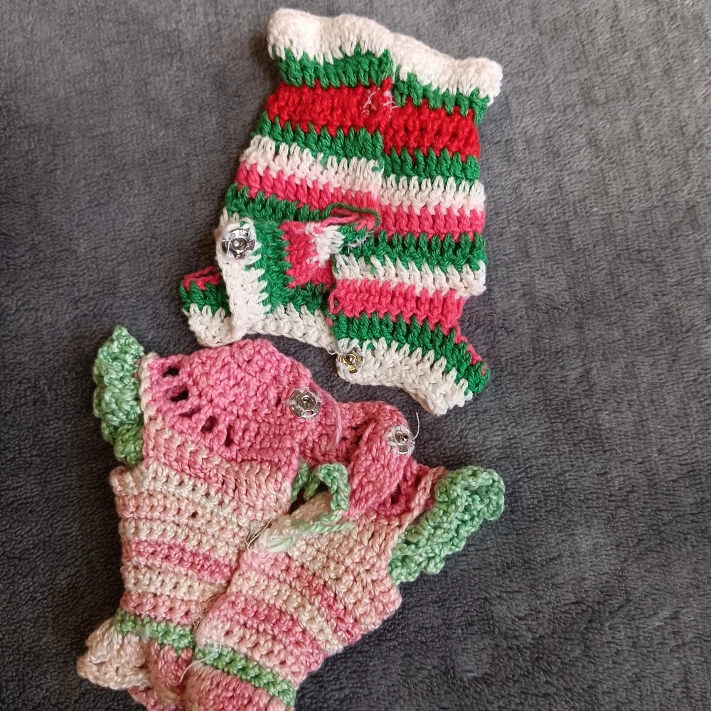 Fits Barbie 60s 70s Era Vintage Handmade Crochet Doll Tops Shirt Lot Retro Set